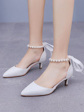 Pointed Toe Kitten Heels Ankle-Strap Wedding Shoes