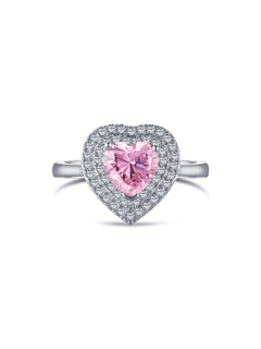 Heart Shape Pink Zircon Sterling Silver Ring