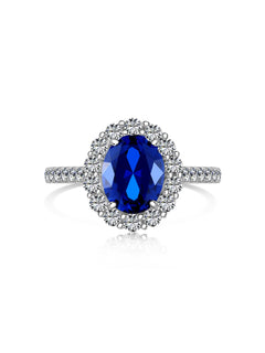 Sterling Silver Oval Royal Blue Sapphire Ring