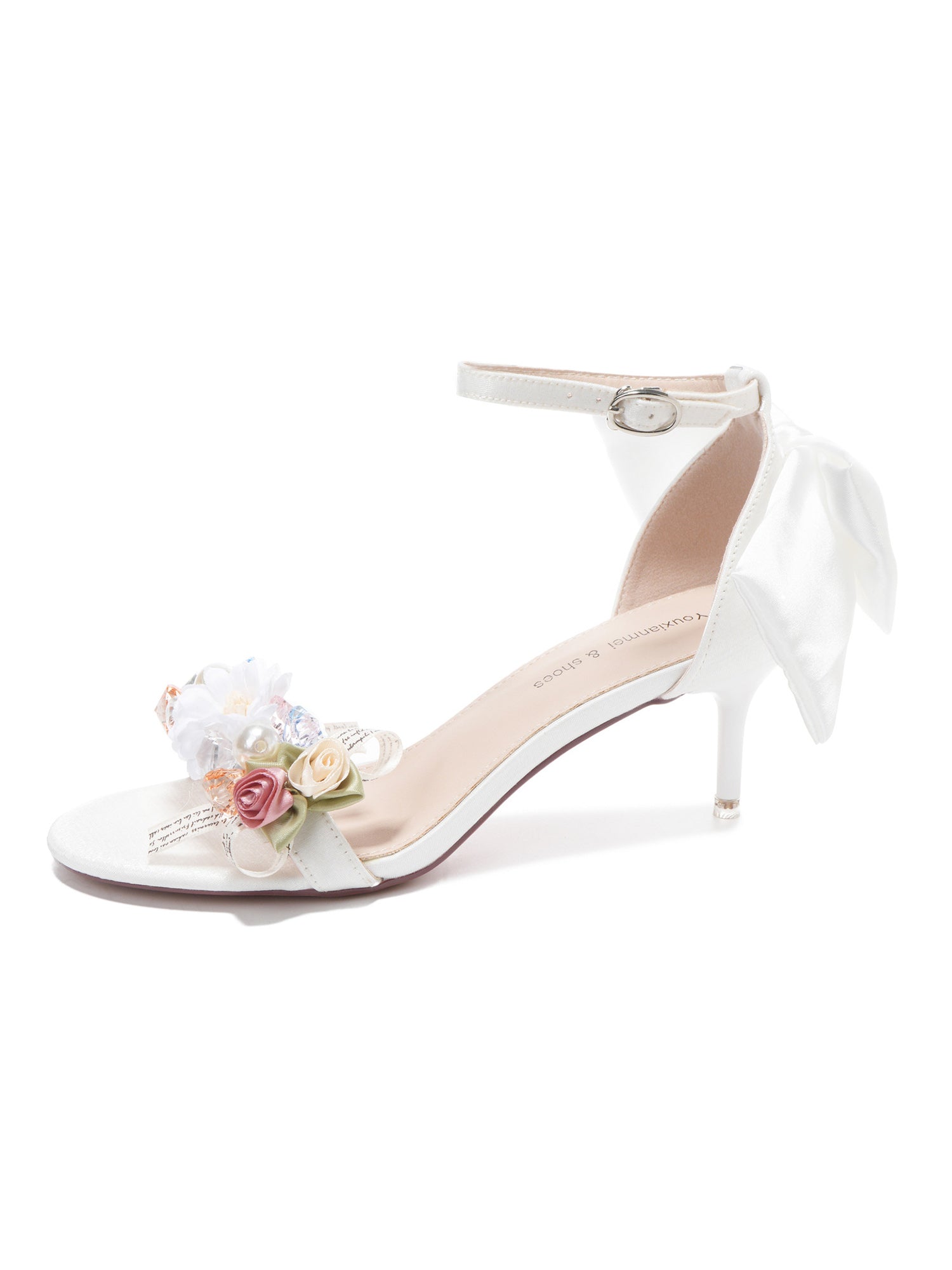 Open-toed Satin Bow Applique Wedding Shoes – BABARONI