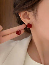 Simple Burgundy Square Earrings