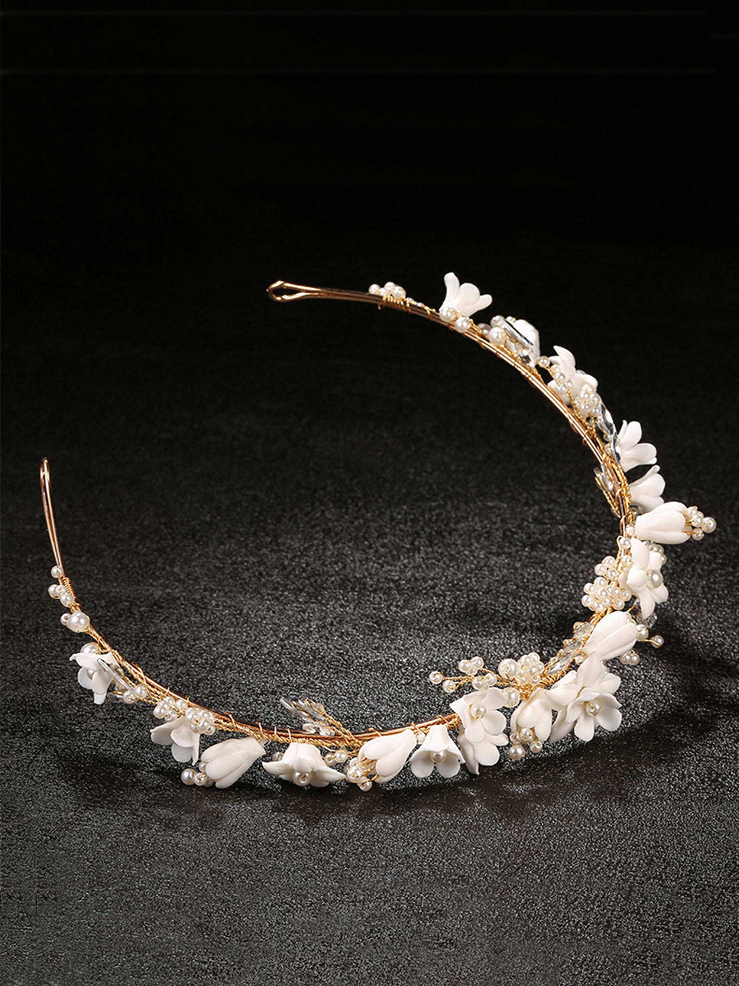 Floral Pearl Bead Mix Top Knotted Headband main image 1