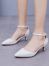 Mid Heel Matte Pointed Toe PU Wedding Shoes