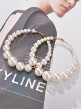 Vintage Oversize Faux Pearl Hoop Earrings
