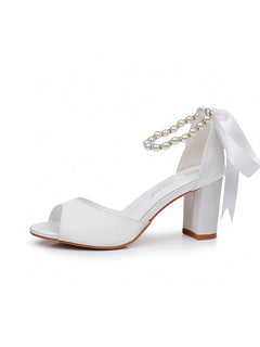 Peep Toe Chunky Heel Sandals with Buckle Straps