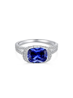 2.5 Carat Fat Rectangle Sapphire Engagement Ring
