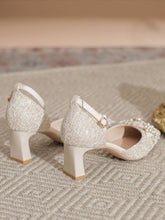 Women's Pearl Elegant Chunky Heel Wedding Shoes