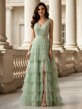 Ruched Bodice Formal Dress with Waistband Detail Dusty Sage