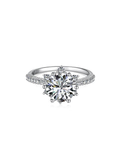 S925 Round-Cut Shiny Star Engagement Ring