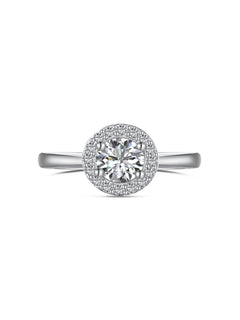 Simple Round sparkling Engagement Ring in 925 Sterling Silver