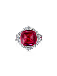 Luxurious Sugar Tower Ruby Engagement Ring