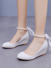 Round Toe Platform Heels Beaded Mary Janes