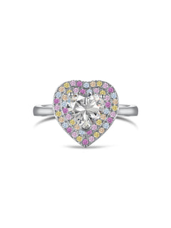 Heart Shape Colorful Zircon Sterling Silver Ring