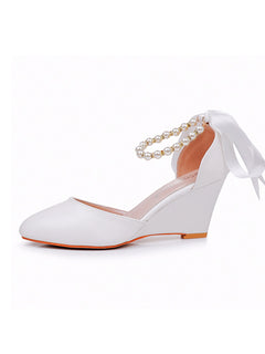 Mid Chunky Heels Pointed Toe Women's Wedding Shoes
