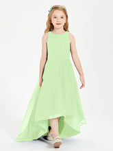 Exquisite Asymmetrical Junior Bridesmaid Dresses Scoop Neck Sage