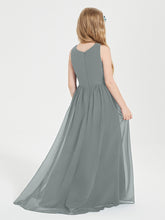 Exquisite Asymmetrical Junior Bridesmaid Dresses Scoop Neck Steel Grey