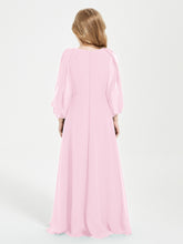 Long Sleeves Modest Junior Bridesmaid Dresses Candy Pink