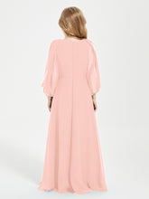 Long Sleeves Modest Junior Bridesmaid Dresses Coral