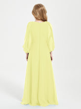 Long Sleeves Modest Junior Bridesmaid Dresses Daffodil