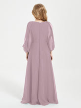 Long Sleeves Modest Junior Bridesmaid Dresses Dusk