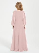 Long Sleeves Modest Junior Bridesmaid Dresses Dusty Rose