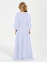 Long Sleeves Modest Junior Bridesmaid Dresses Lavender