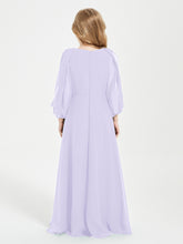 Long Sleeves Modest Junior Bridesmaid Dresses Lilac
