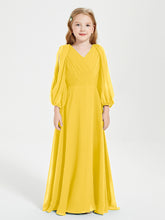 Long Sleeves Modest Junior Bridesmaid Dresses Marigold