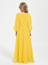 Long Sleeves Modest Junior Bridesmaid Dresses Marigold