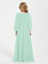 Long Sleeves Modest Junior Bridesmaid Dresses Mint Green