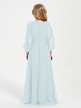 Long Sleeves Modest Junior Bridesmaid Dresses Mist