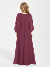 Long Sleeves Modest Junior Bridesmaid Dresses Mulberry