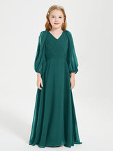 Long Sleeves Modest Junior Bridesmaid Dresses Peacock