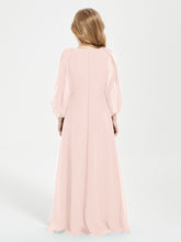 Long Sleeves Modest Junior Bridesmaid Dresses Pearl Pink
