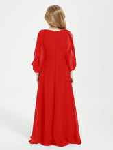 Long Sleeves Modest Junior Bridesmaid Dresses Red