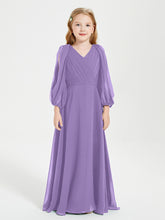 Long Sleeves Modest Junior Bridesmaid Dresses Tahiti