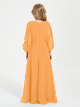 Long Sleeves Modest Junior Bridesmaid Dresses Tangerine