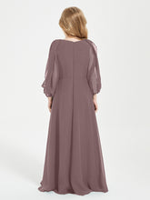 Long Sleeves Modest Junior Bridesmaid Dresses Vintage Mauve