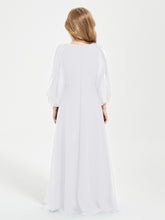 Long Sleeves Modest Junior Bridesmaid Dresses White