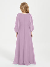 Long Sleeves Modest Junior Bridesmaid Dresses Wisteria
