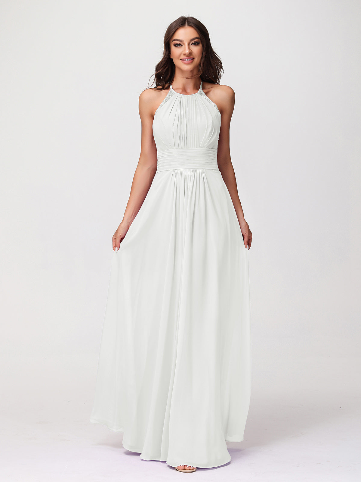 slim fit dress slacks Chiffon Halter Gown | Prom & Wedding Guest Dresses main image 1
