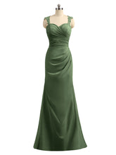 Lace Appliqued Strap Sheath Open Back Dress Olive Green