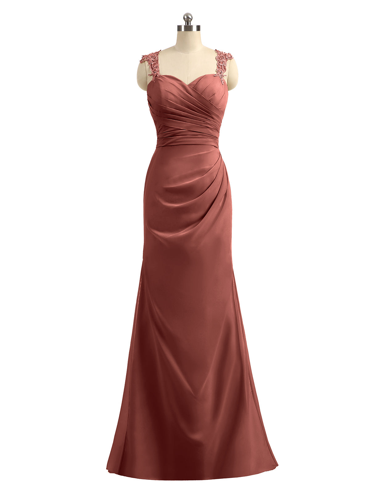 BABARONI BABARONI Chiffon Terracotta Bridesmaid Dresses Sweetheart Floor-length Straps Appliqued Sheath/Column, Terracotta / US18 BABARONI BABARONI Chiffon Terracotta Bridesmaid Dresses Sweetheart Floor-length Straps Appliqued Sheath/Column, Terracotta / US18