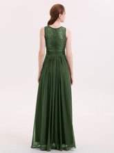 Lace and Chiffon Dress with Zipper Back Olive Green