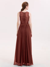 Lace and Chiffon Dress with Zipper Back Terracotta