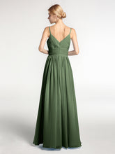 Spaghestti Strap Chiffon Maxi Gowns Olive-Green