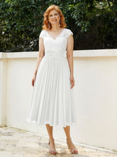 V Neck Chiffon Dress with Ivory Appliqued Bodice Ivory