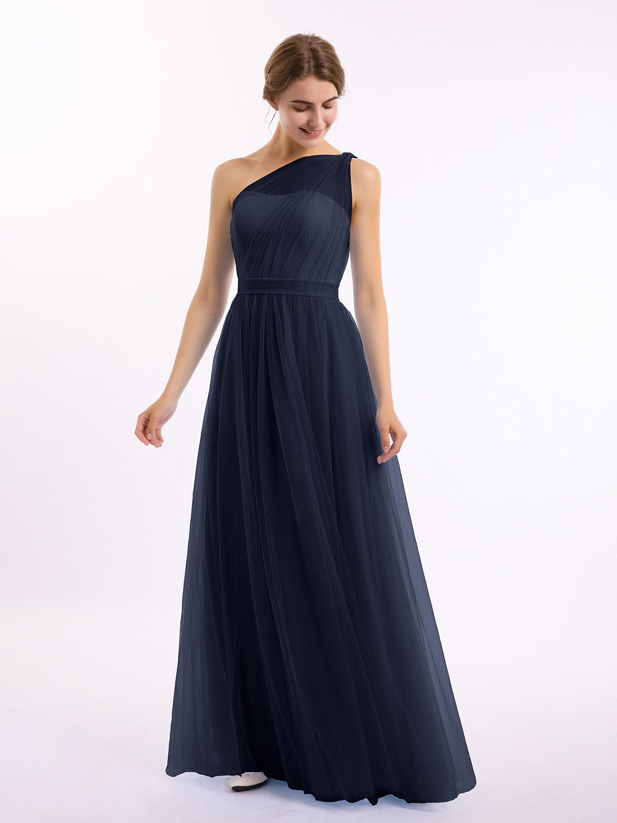 navy blue one shoulder bridesmaid dress Red Off the Shoulder Lace Top Ball Gown Wedding Dress With Long Sleeves