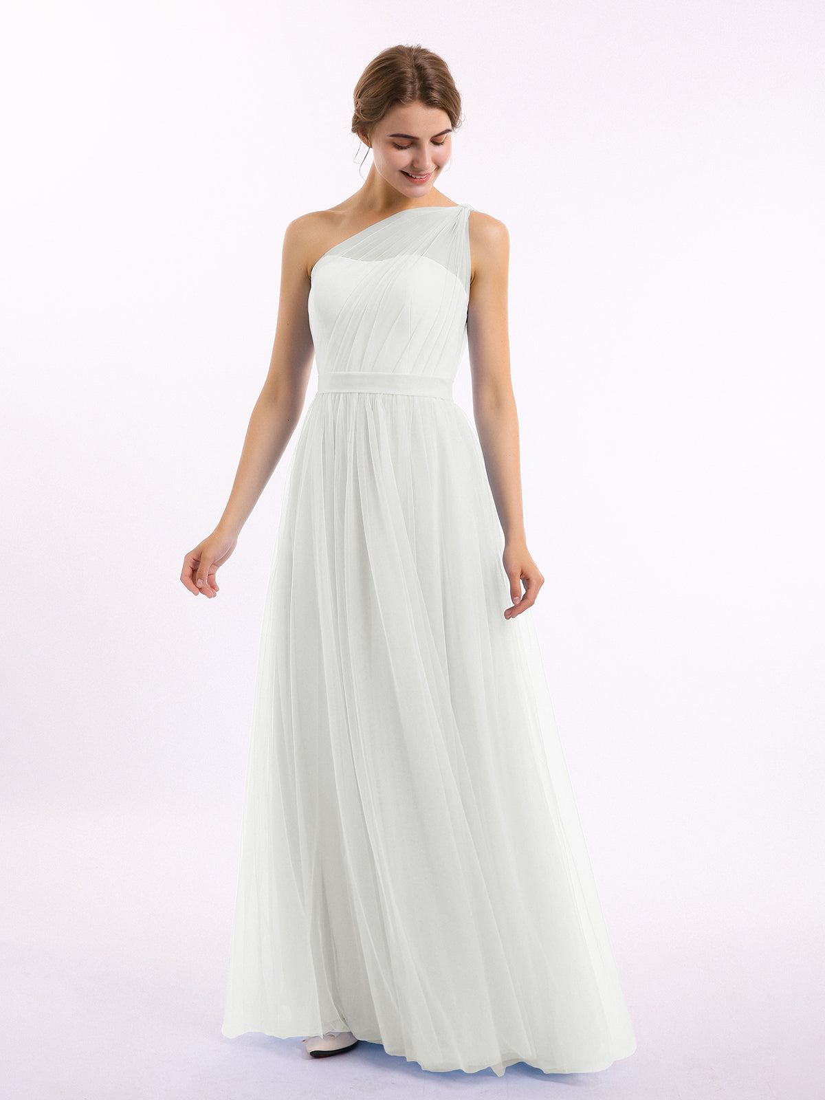 BABARONI One Shoulder Mesh Wedding Party Bridesmaid Gown Ivory, Ivory / US0 BABARONI One Shoulder Mesh Wedding Party Bridesmaid Gown Ivory, Ivory / US0