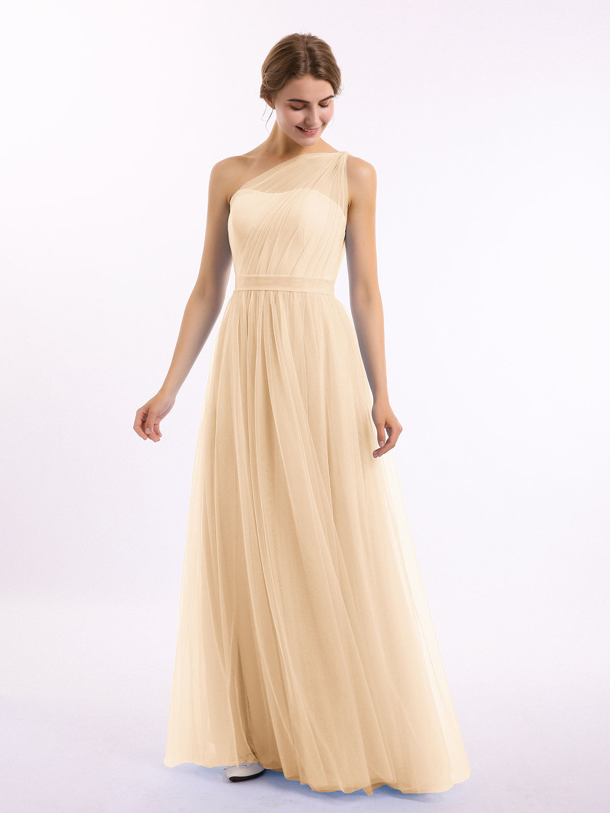 images of pink bridesmaid dresses Long A-line Pink Soft V Neck Side Slit Modest Simple Bridesmaid Dresse –  SposaBridal